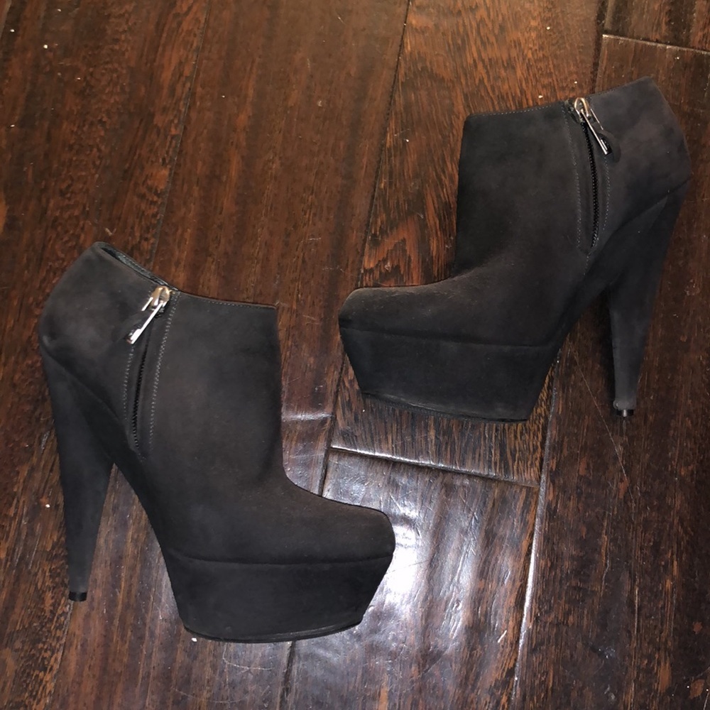 ❤️ Yves Saint Laurent Black Suede Platform Booties ❤️ F4 - Picture 12 of 15